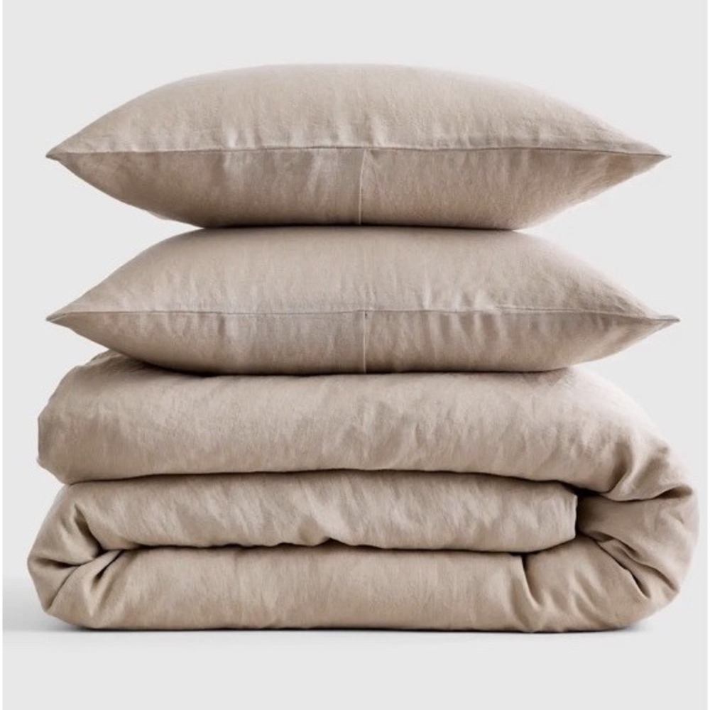 New Quince European Linen Duvet Cover Set Toffee Tan Queen Bedding